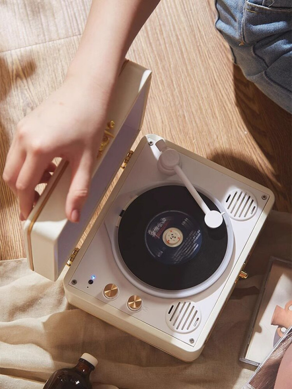 레트로 CD 플레이어 블루투스 스피커 무선 고출력 라디오 호두나무색 듀얼 진동막 블루투스 - 상세 이미지 2