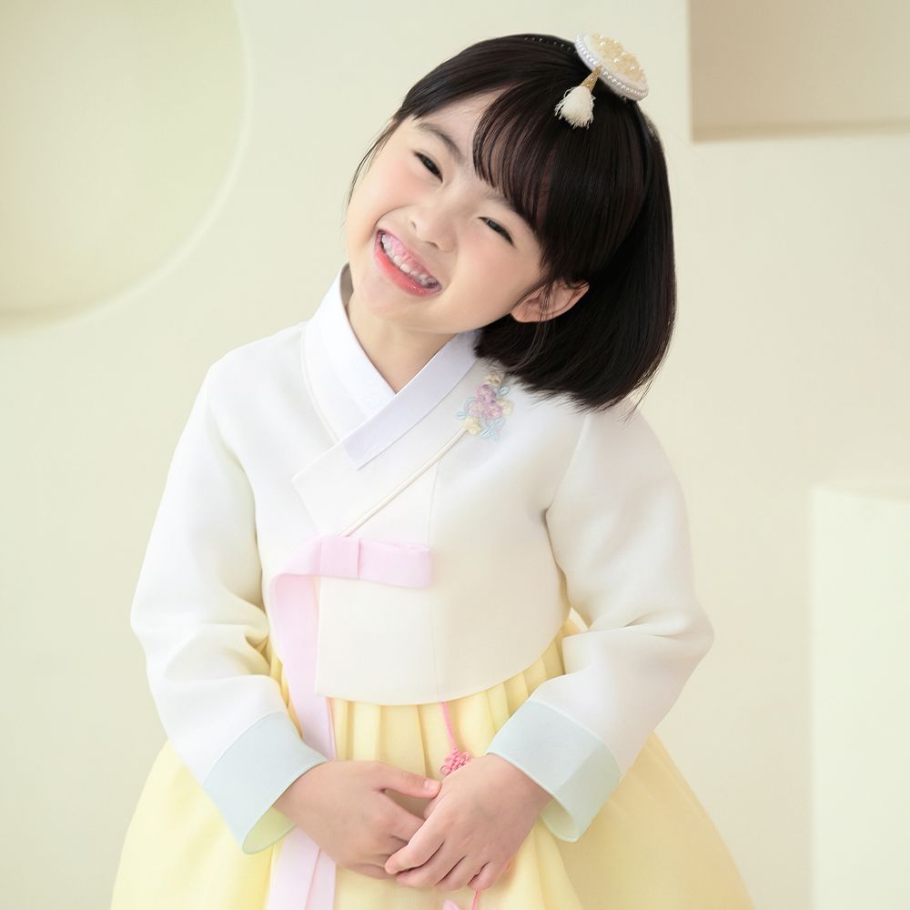 한예빔 HB70000 꽃담예린 여아 아동 한복 드레스 어린이집 설날 추석빔 화이트 저고리 - 상세 이미지 4