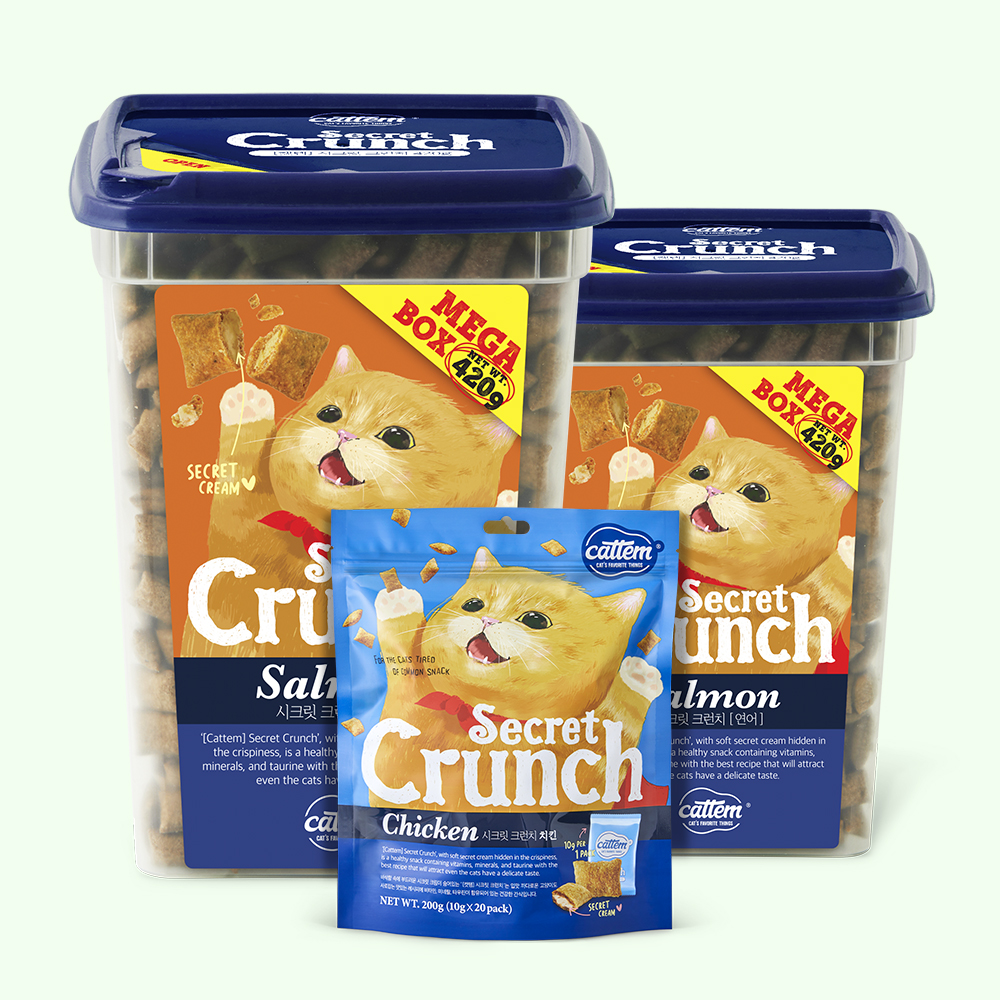 캣템 시크릿크런치 고양이과자 비스켓 연어 420g 2개+치킨 200g