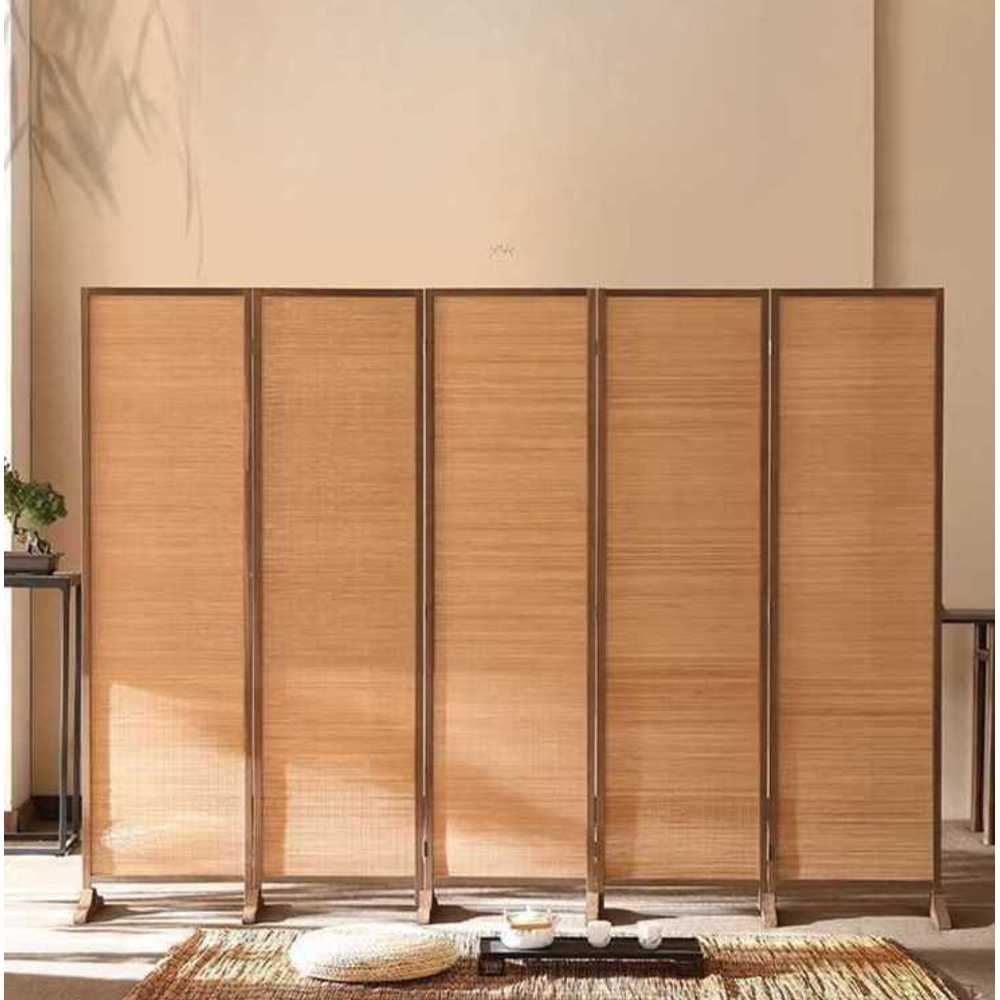 공간 가림막 대나무 병풍형 엔틱 스타일 파티션 1.7x2.5m (5면-받침) - 상품 이미지