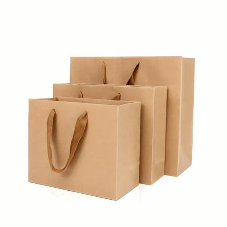 크라프트 무지 쇼핑백 대형 종이 봉투 천연 재료 환경 친 적 포장 용기 쇼핑 용품 선물