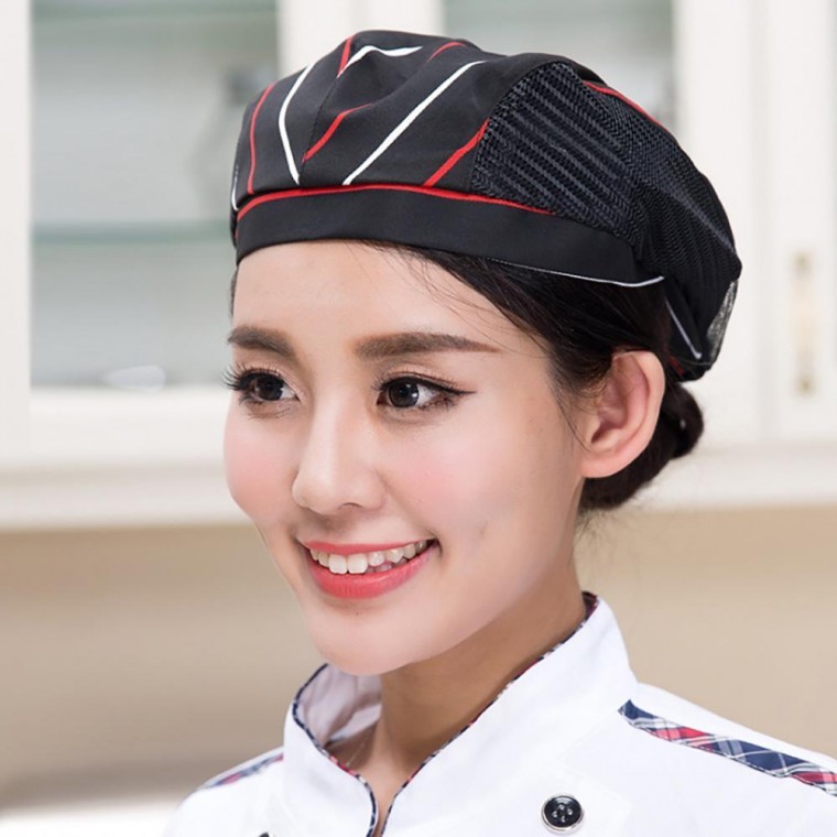 메쉬 바리스타 유니폼모자 베레모 주방모자 - 메인 이미지
