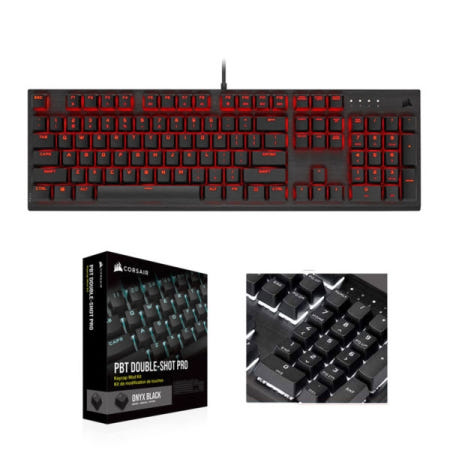 CORSAIR K60 PRO LED 게이밍 기계식 키보드 비올라축 + PBT 이중사출 프로 한글 각인 키캡 (블랙)