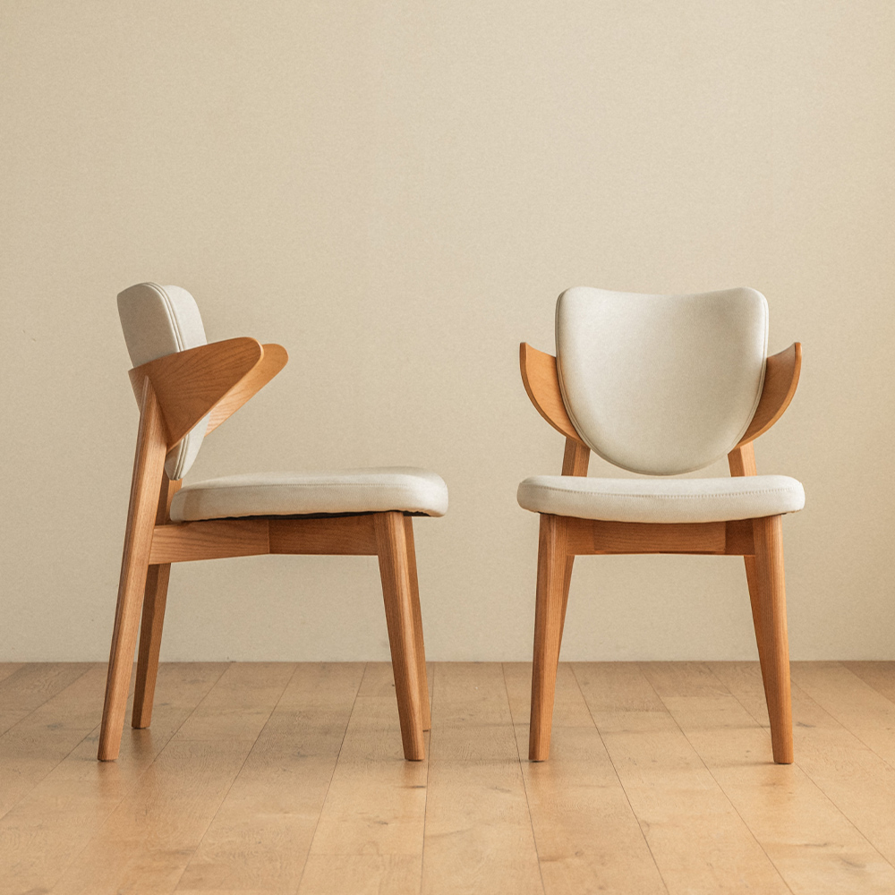 번드 리프 원목 카페 인테리어 의자 오크