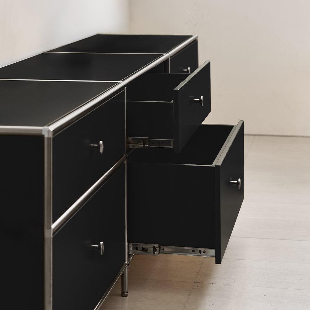 벨리에 미드센츄리거실장 모듈거실장 1200x400x485mm, 블랙(누아르)