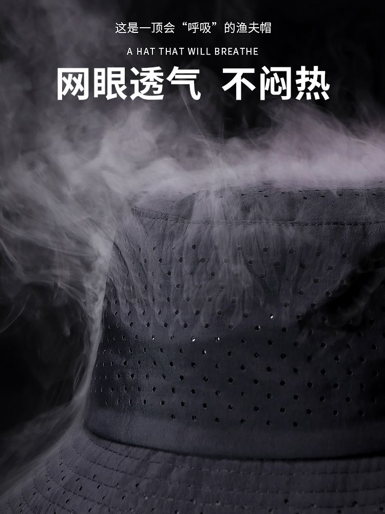 빅사이즈 벙거지 어부 메쉬 남성 버킷모자 여름 야외 통기성 블랙 에어 L (54-58cm) - 상세 이미지 5