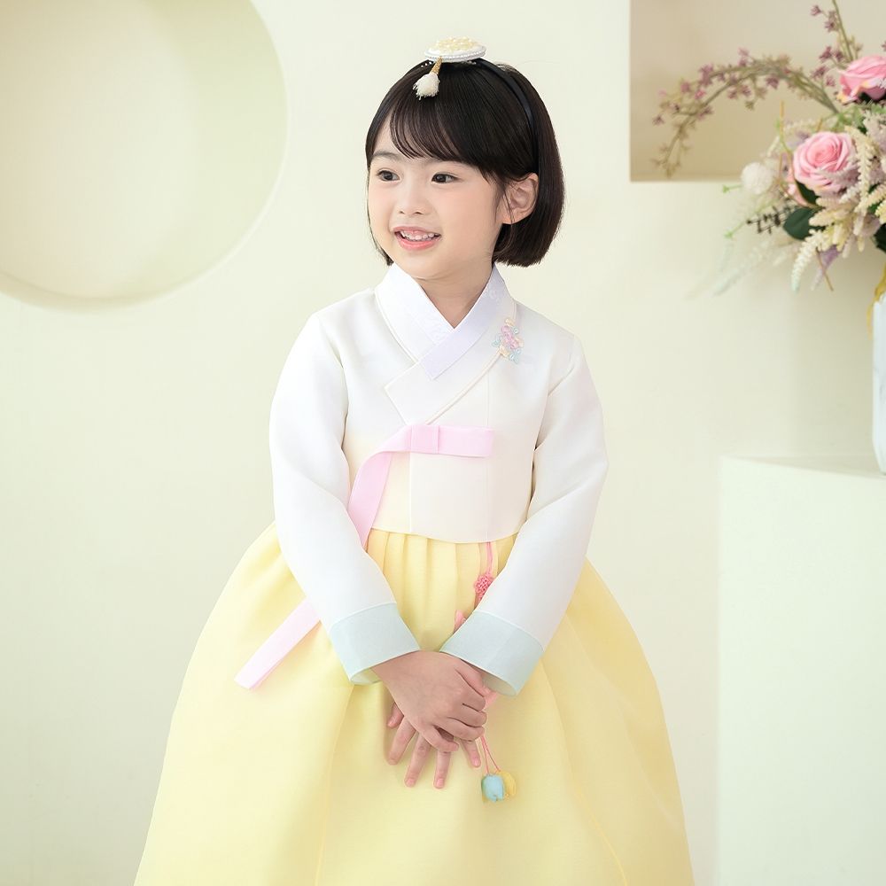 한예빔 HB70000 꽃담예린 여아 아동 한복 드레스 어린이집 설날 추석빔 화이트 저고리 - 상세 이미지 2