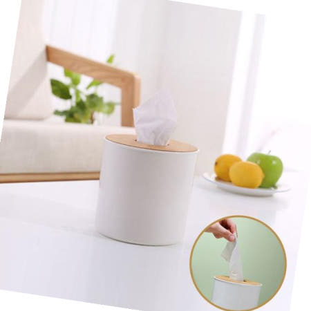 원형휴지케이스 원목 우드 원형 티슈 휴지 커버 케이스 홀더 M10864