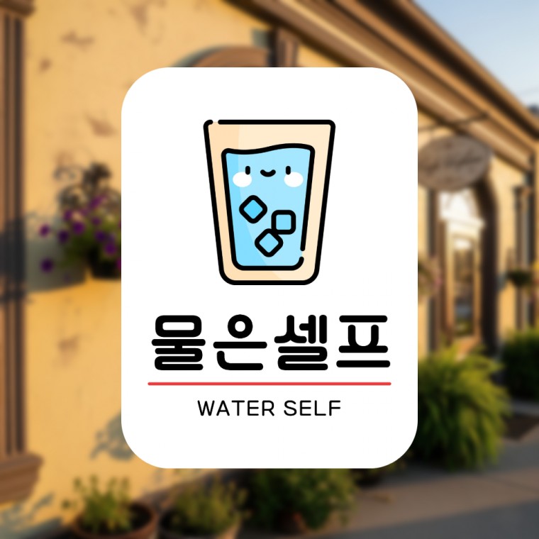 알림판 표지판 문패 식당 매장 포맥스 입구 안내판 부착형 물은셀프 - 상품 이미지