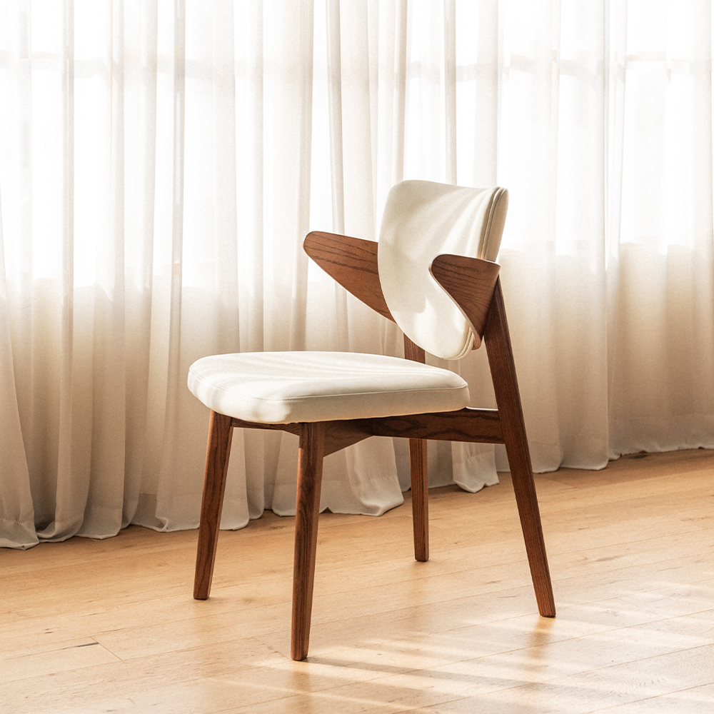 번드 리프 원목 카페 인테리어 의자 월넛