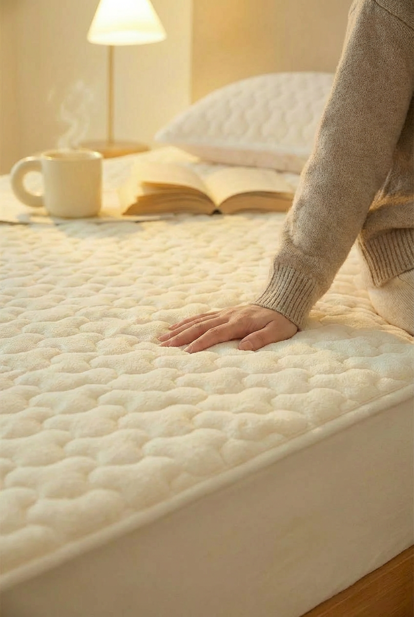 포니홈 극세사 매트리스커버 슈퍼싱글 누빔 겨울 침대커버 SS 120x200