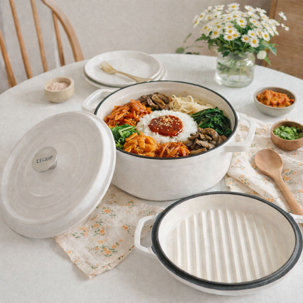 리큅 법랑냄비 꼬치어묵 범랑냄비 인덕션전용 무쇠솥밥 라이스팟 22cm, 화이트 - 상세 이미지 2