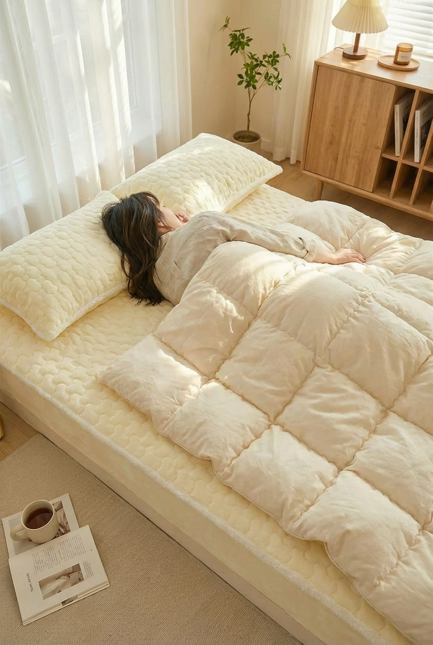 포니홈 극세사 매트리스커버 슈퍼싱글 누빔 겨울 침대커버 SS 120x200