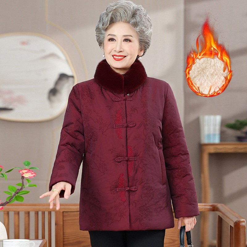 겨울 할머니 패딩 70대 80대 기모 엄마옷 중년 여성 점퍼 - 상세 이미지 2