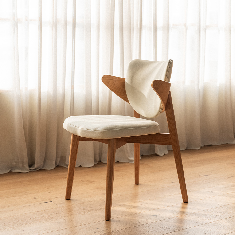 번드 리프 원목 카페 인테리어 의자 오크