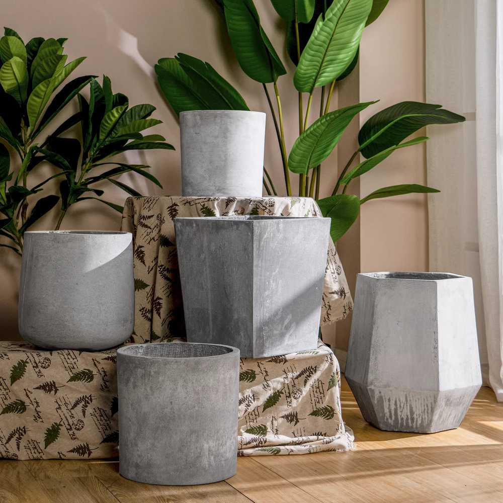 롱 플랜터 조경 시멘트 화분 직사각 텃밭 재배용 원형 34x33cm - 상품 이미지