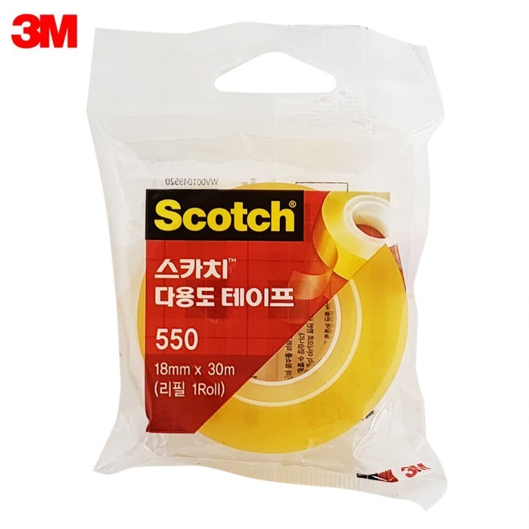 3M 스카치 다용도 테이프(18mmX30m 리필1롤) 접착 550 - 상품 이미지