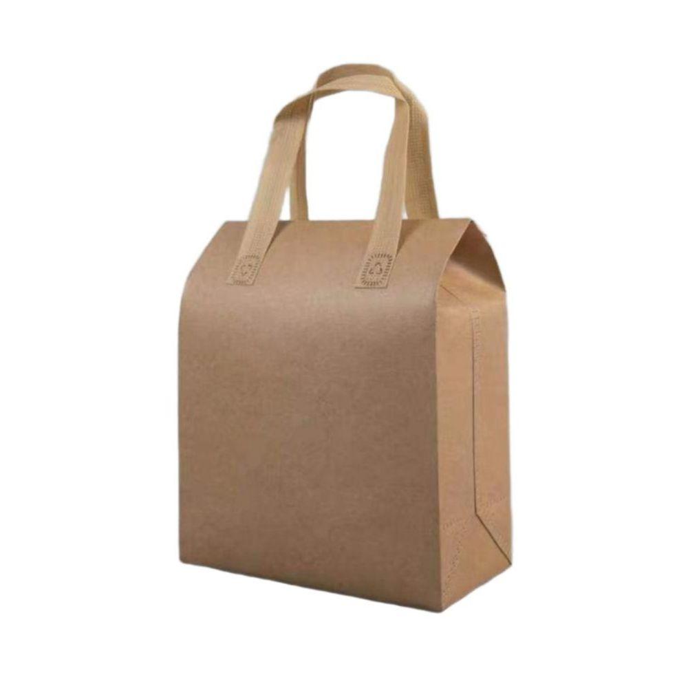 일회용 보냉백 보냉가방 500개 테이크아웃 손잡이 쿨러백 은박 브라운 종이 30x20x30cm 500개 - 상품 이미지