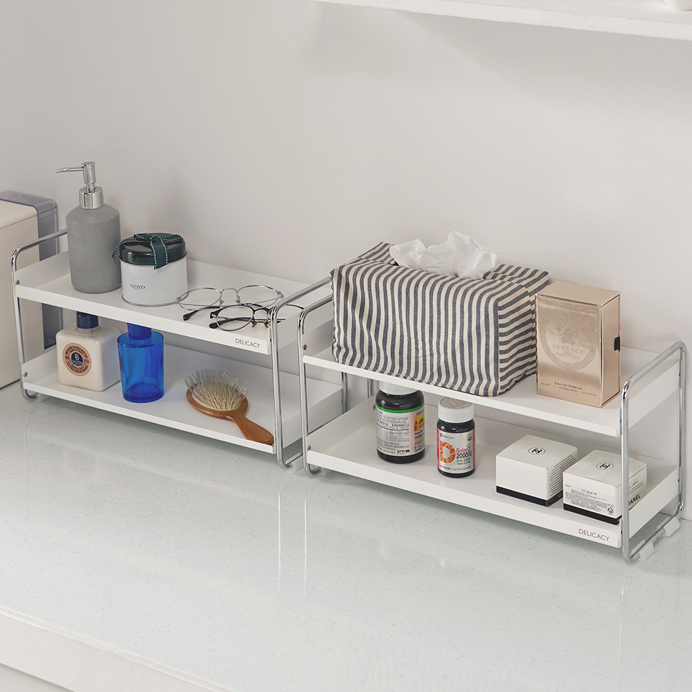 책상 위 미니 2단 미드센추리 정리 선반 400 화이트