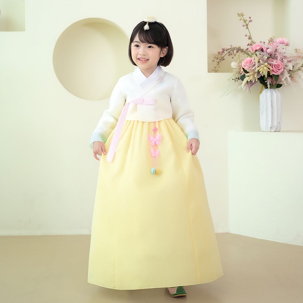 한예빔 HB70000 꽃담예린 여아 아동 한복 드레스 어린이집 설날 추석빔 화이트 저고리 - 상세 이미지 3