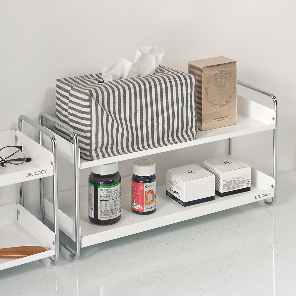 책상 위 미니 2단 미드센추리 정리 선반 400 화이트