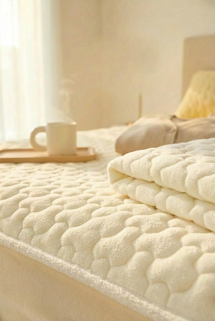 포니홈 극세사 매트리스커버 슈퍼싱글 누빔 겨울 침대커버 SS 120x200