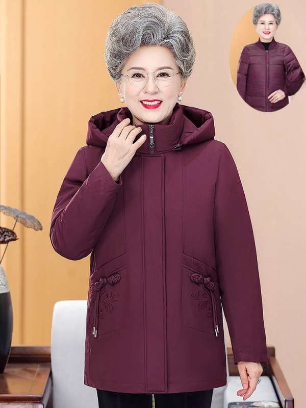할머니 패딩 덕다운 70대 80대 중장년 오리털 점퍼 파카 - 상세 이미지 3