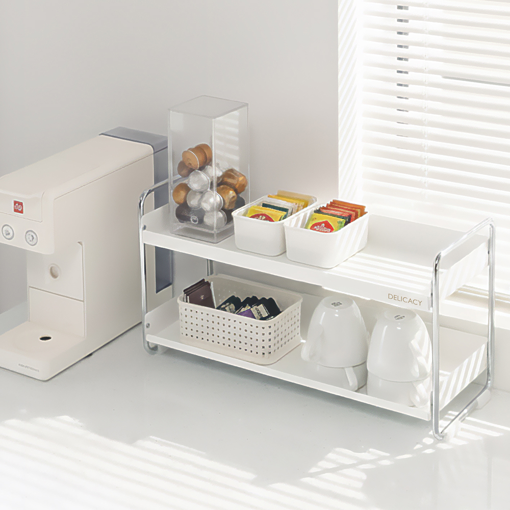 책상 위 미니 2단 미드센추리 정리 선반 400 화이트