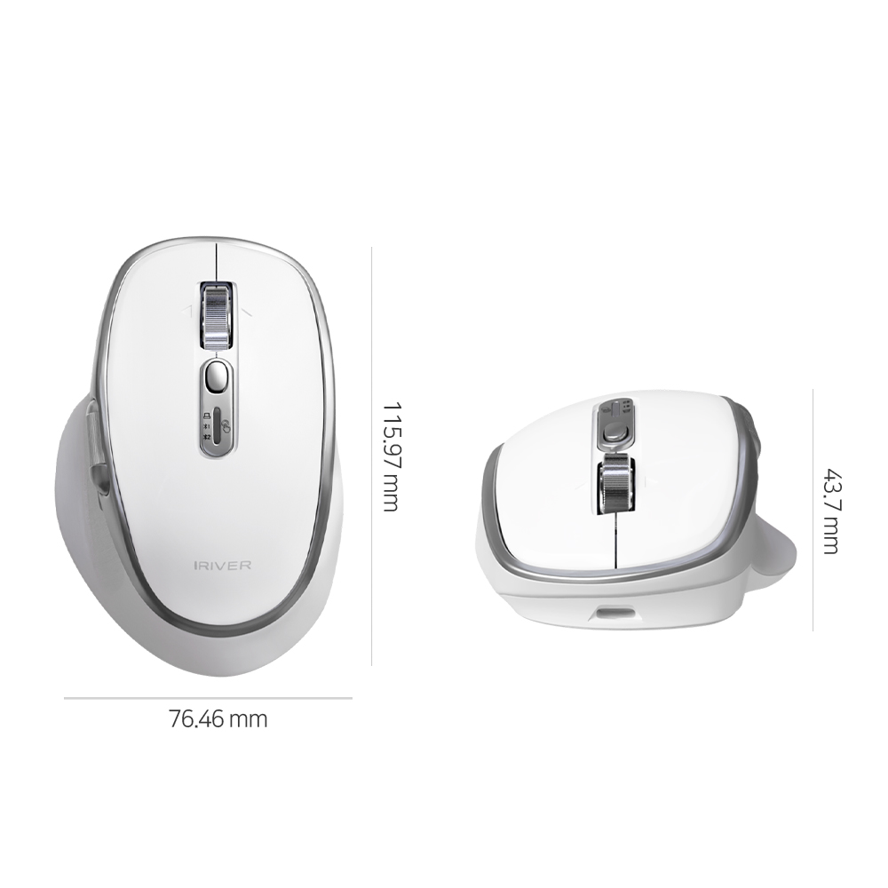 아이리버 GT300 무소음 저소음 블루투스 무선 세미버티컬 마우스 무한휠 화이트 이미지 6