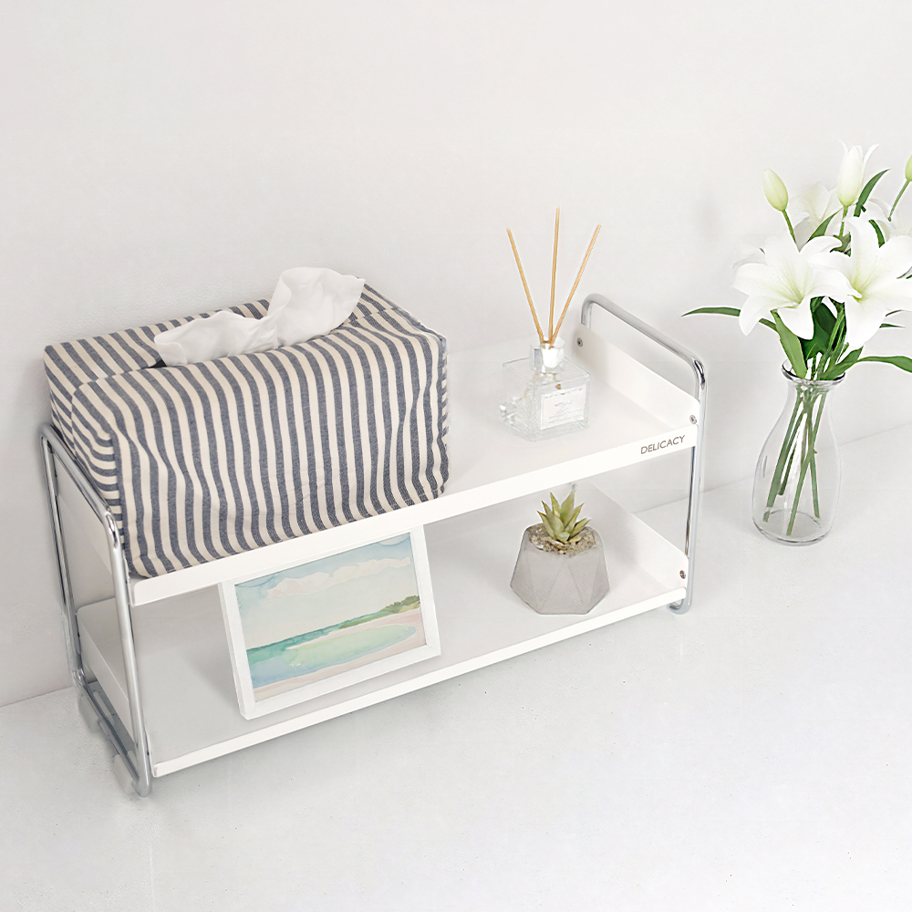 책상 위 미니 2단 미드센추리 정리 선반 400 화이트