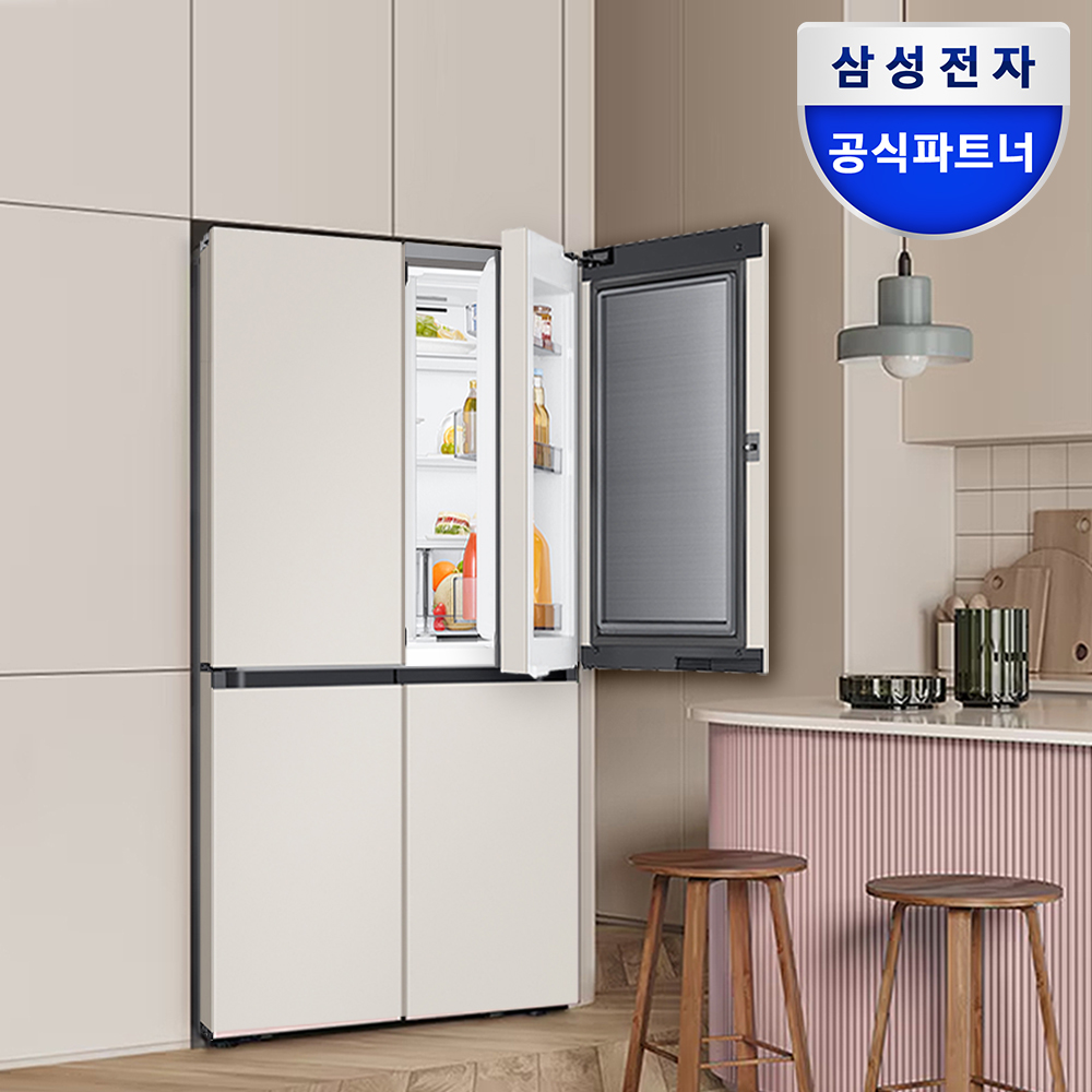 삼성 비스포크 AI 냉장고 1등급 4도어 902L RM70F90M1GD 에센셜베이지 푸드쇼케이스
