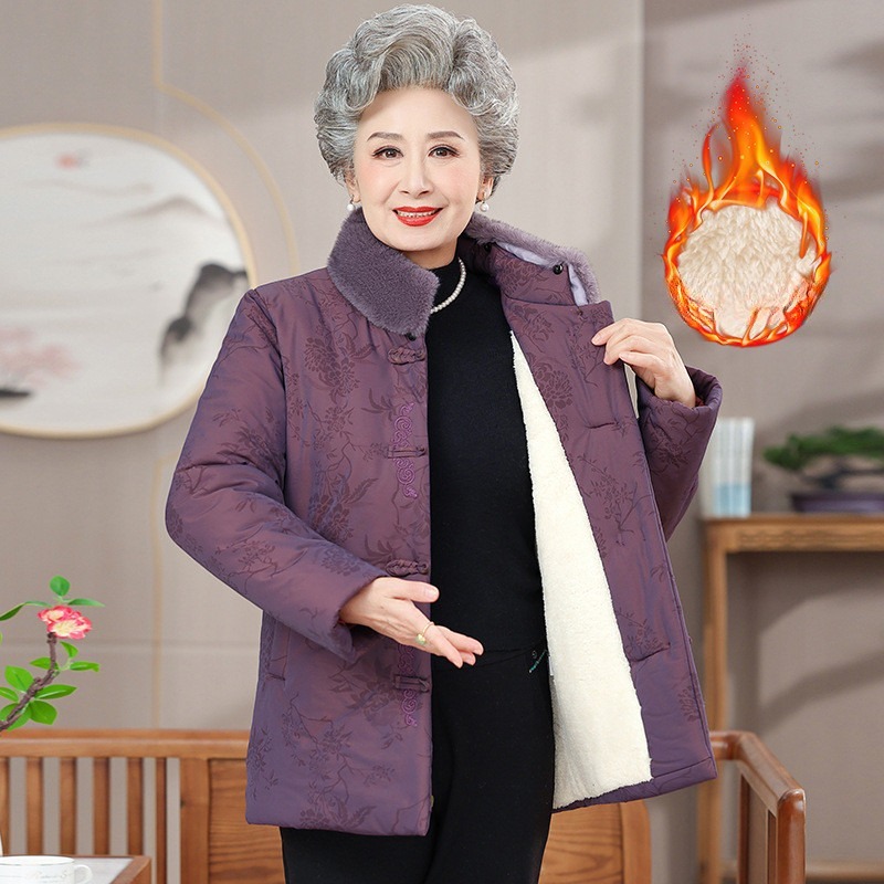 겨울 할머니 패딩 70대 80대 기모 엄마옷 중년 여성 점퍼 - 상세 이미지 4