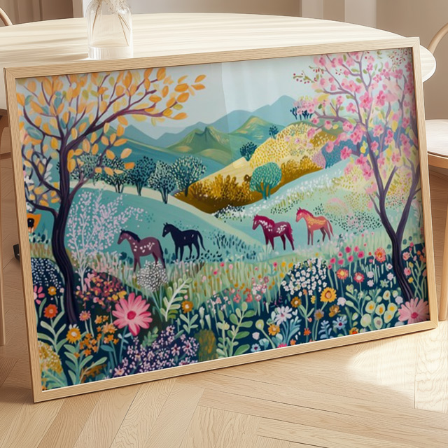 붉은 사랑의 말 그림 북유럽 대형 인테리어 포스터 액자 감성 아트포스터 - 상세 이미지 4