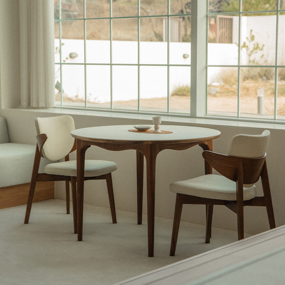 번드 리프 원목 카페 인테리어 의자 월넛