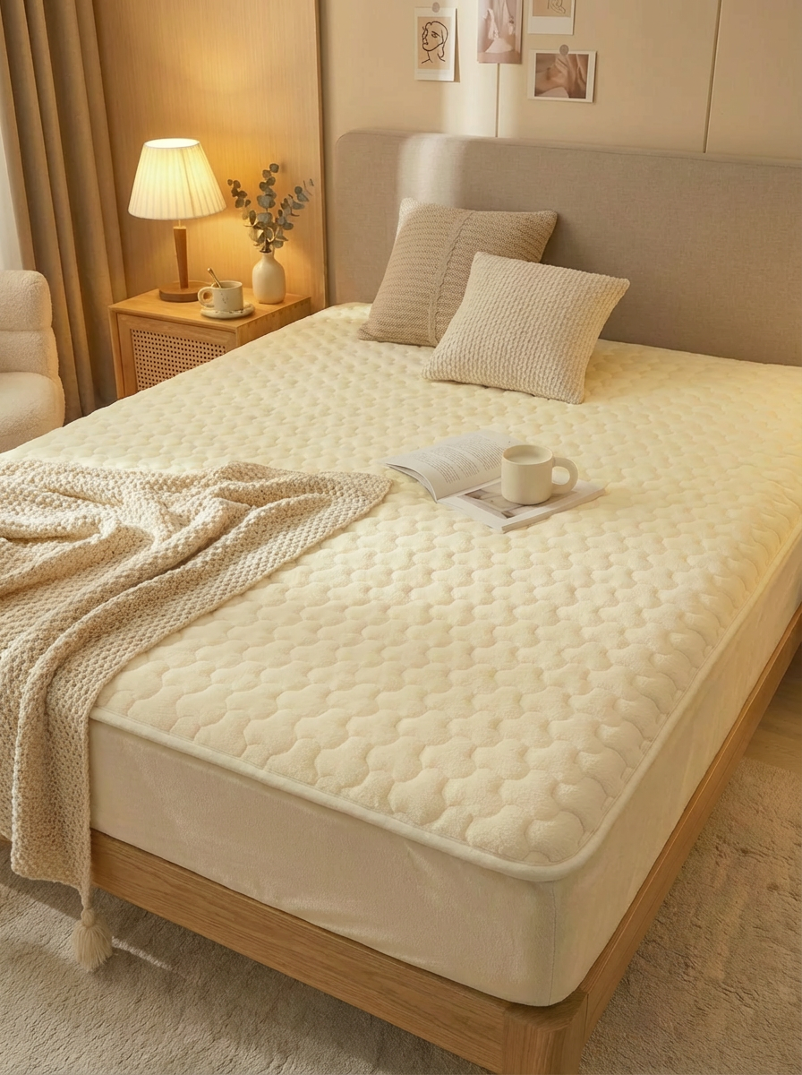 포니홈 극세사 매트리스커버 슈퍼싱글 누빔 겨울 침대커버 SS 120x200