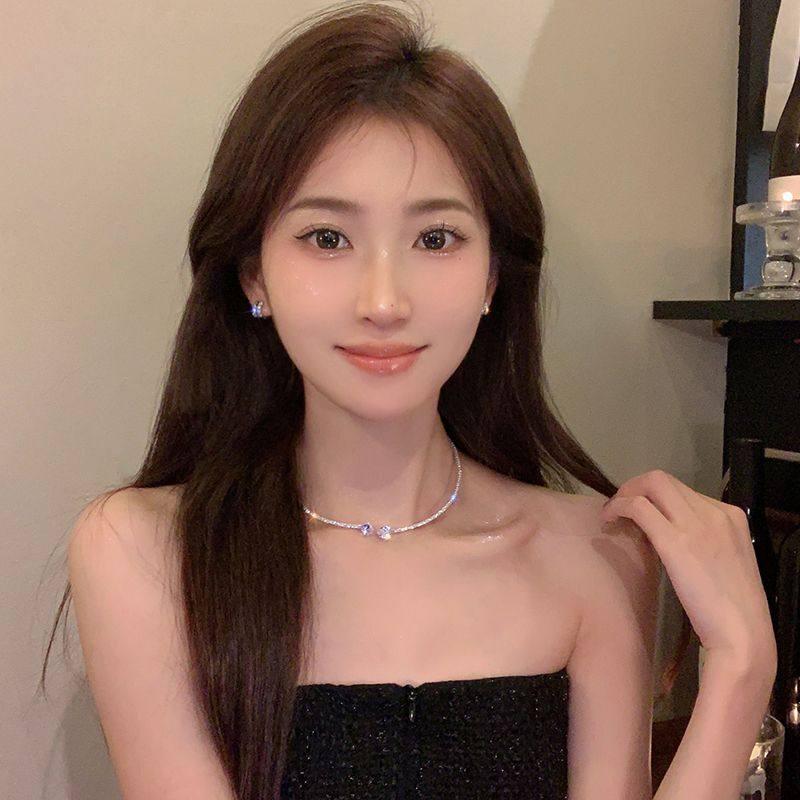 하트 큐빅 오픈형 여성 락스톤 체인 카라멜넥 다이아몬드 사이즈 펄 이미지 6