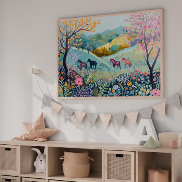 붉은 사랑의 말 그림 북유럽 대형 인테리어 포스터 액자 감성 아트포스터 - 상세 이미지 2