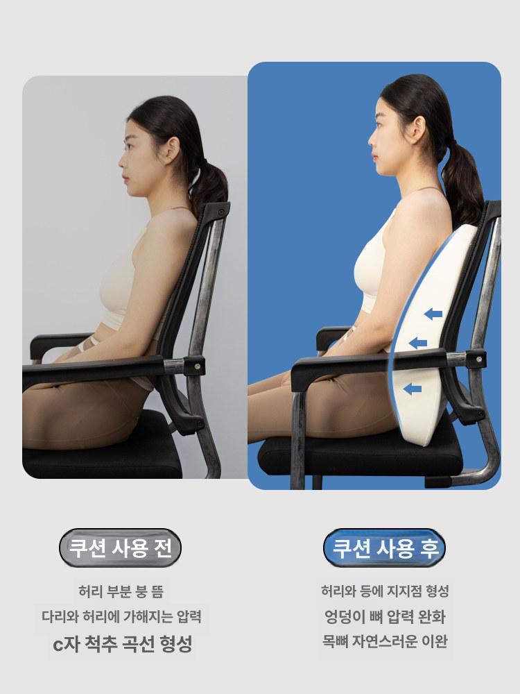 튼튼한 라텍스 허리받침 의자 등받이 쿠션 사무실 침대용 연그레이 직물 커버 - 상세 이미지 5