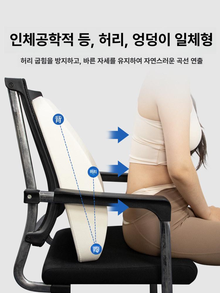 튼튼한 라텍스 허리받침 의자 등받이 쿠션 사무실 침대용 연그레이 직물 커버 - 상세 이미지 3