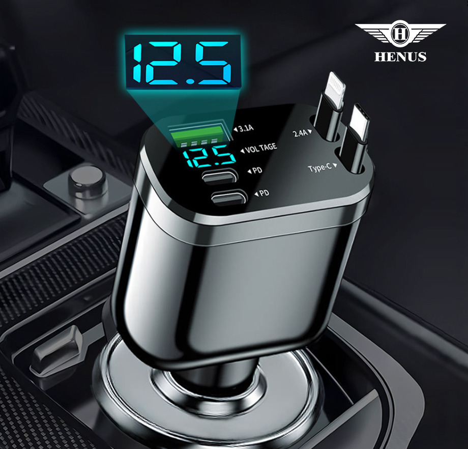 헤누스 오토릴 75W 차량용충전기 시거잭 고속 충전기 릴타입 제품 이미지