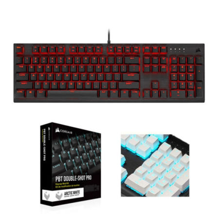 CORSAIR K60 PRO LED 게이밍 기계식 키보드 비올라축 + PBT 이중사출 프로 한글 각인 키캡 (화이트)