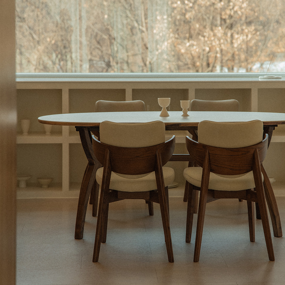 번드 리프 원목 카페 인테리어 의자 월넛