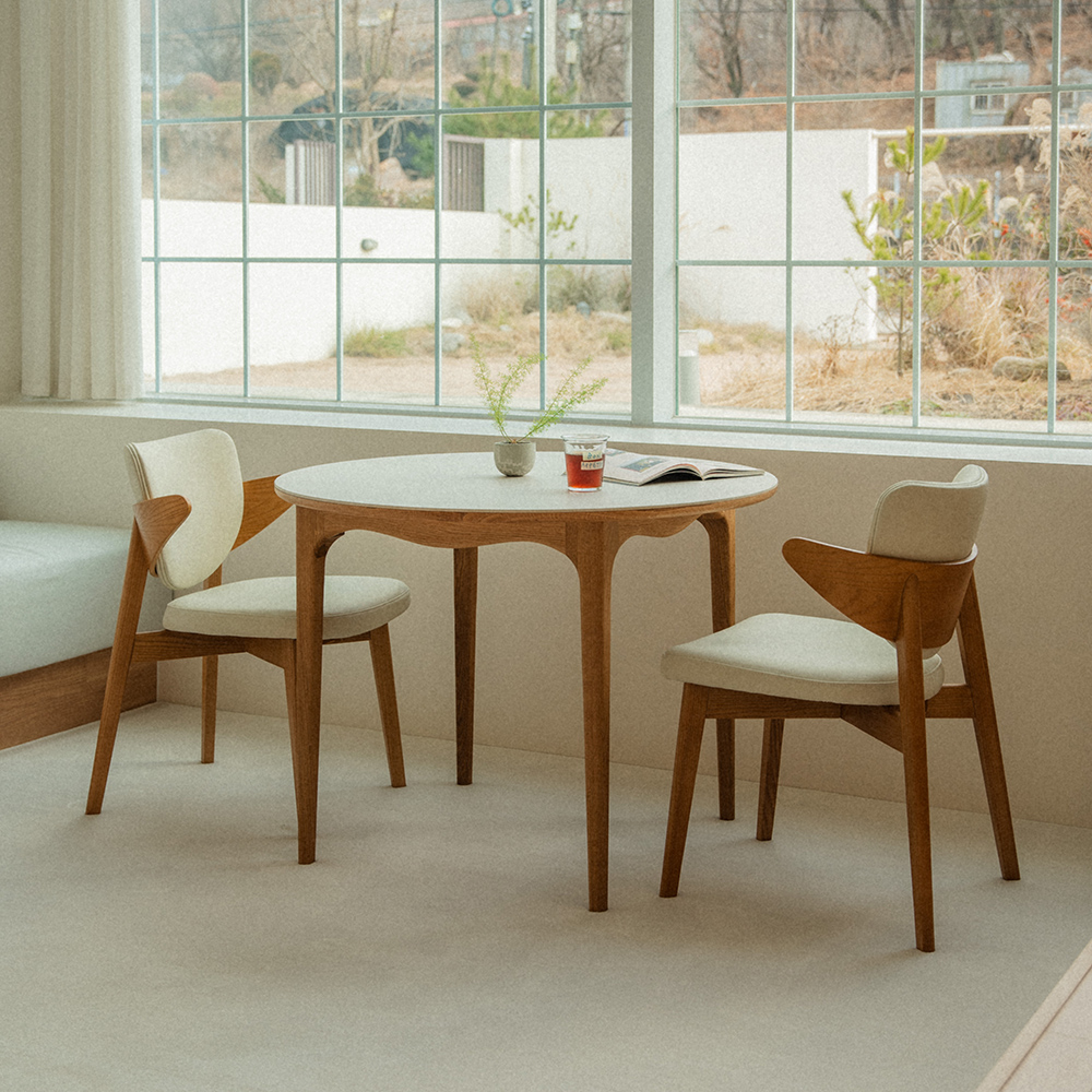 번드 리프 원목 카페 인테리어 의자 오크