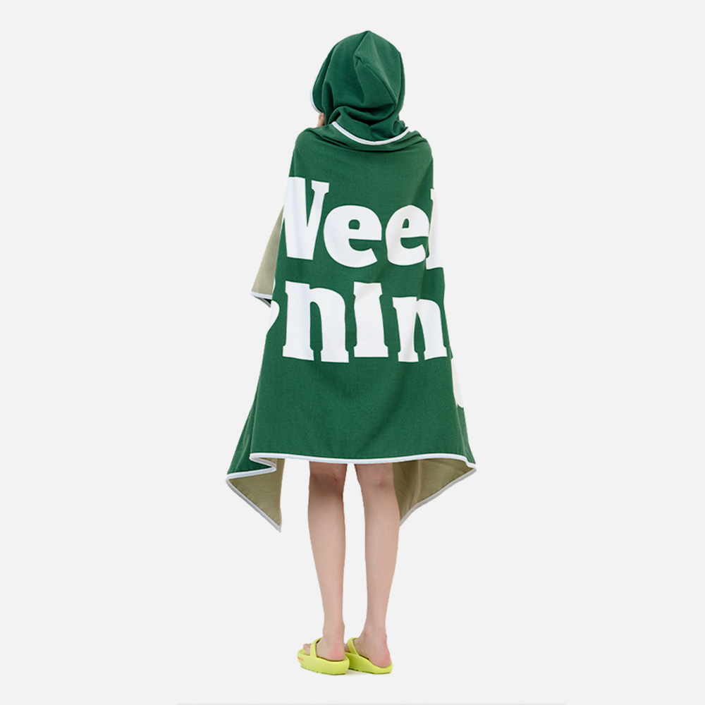 위크나인 극세사 입는 가벼운 대형타올 성인 후드 비치타올 로버 아이보리