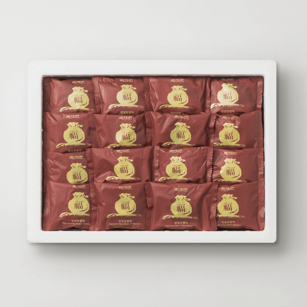 백년화편 밥알 찹쌀떡 1박스 32개입 100% 국산 팥 찹쌀떡 답례떡 개별포장 아침대용떡