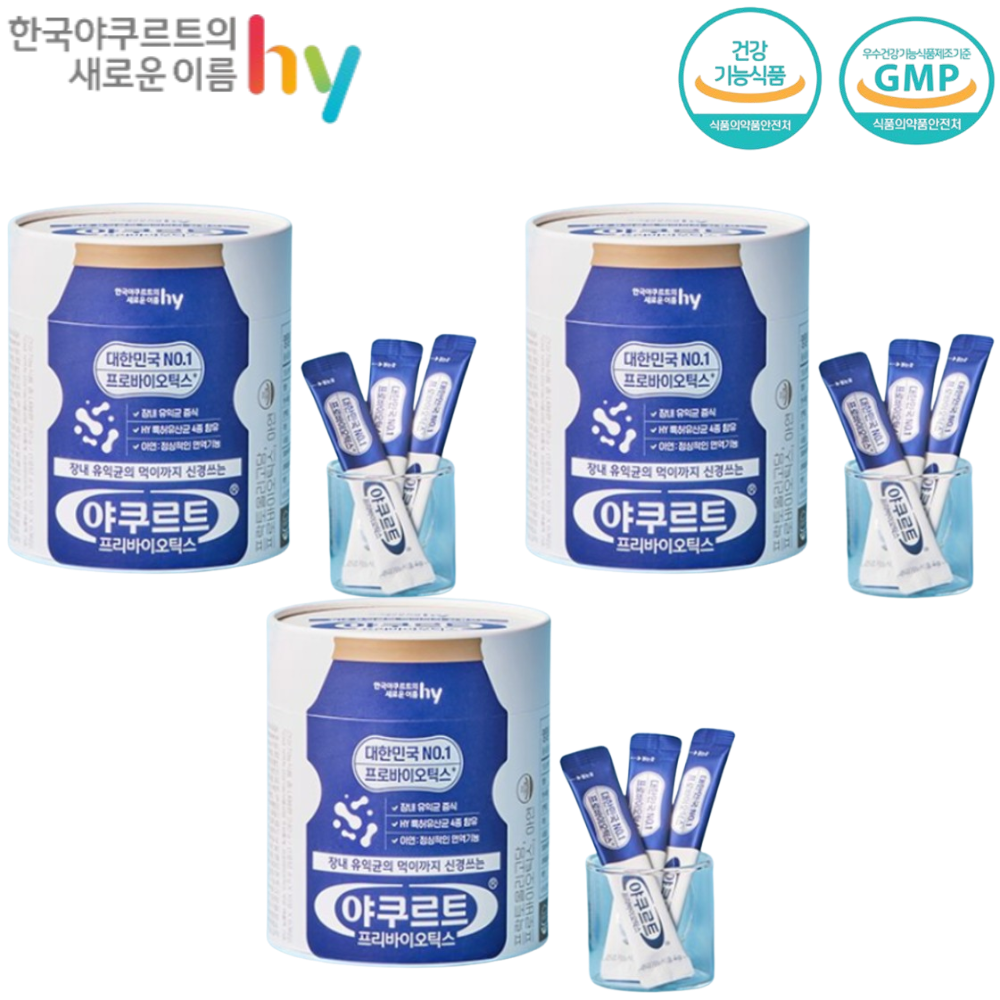 한국야쿠르트 프리바이오틱스 FOS 60포 3박스 6개월 장건강 유산균 먹이 프락토올리고당 - 상품 이미지