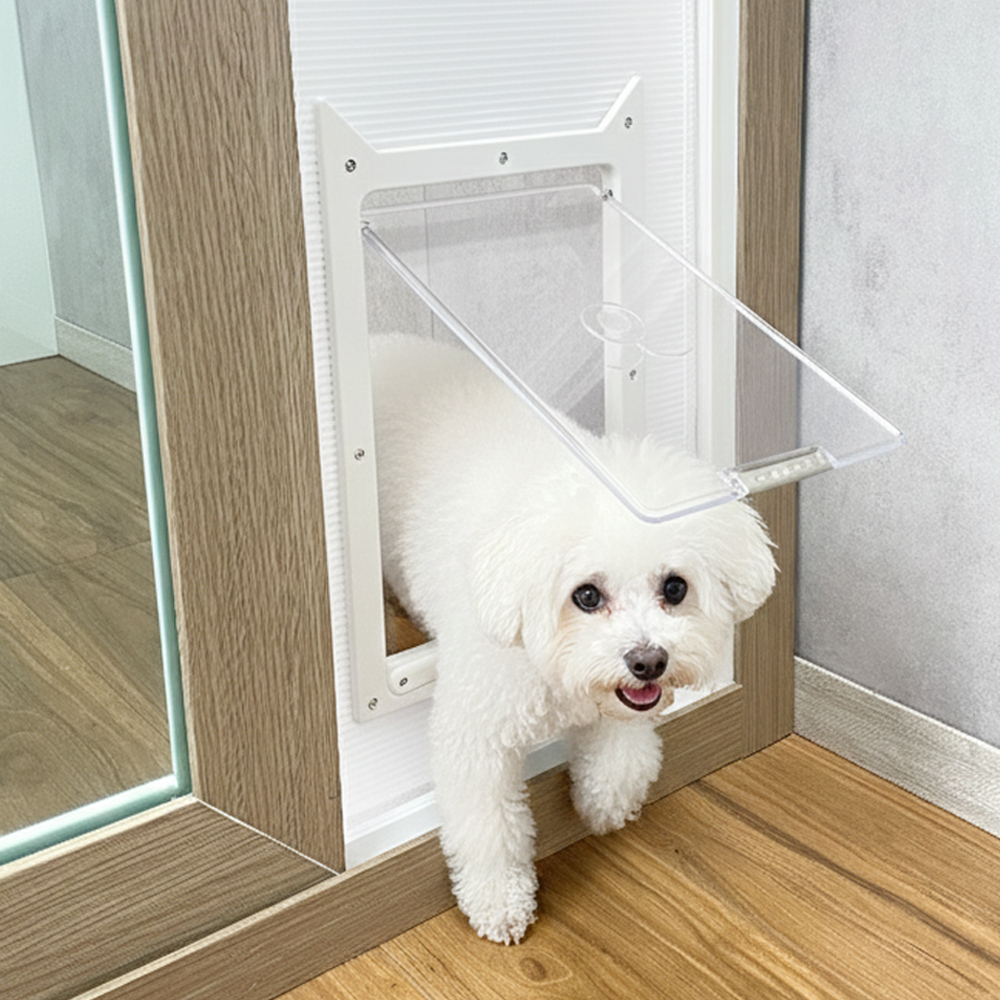 요기펫 높이조절 펫도어 강아지 고양이 안전문 방묘문 방묘창 방충망 베란다 견문