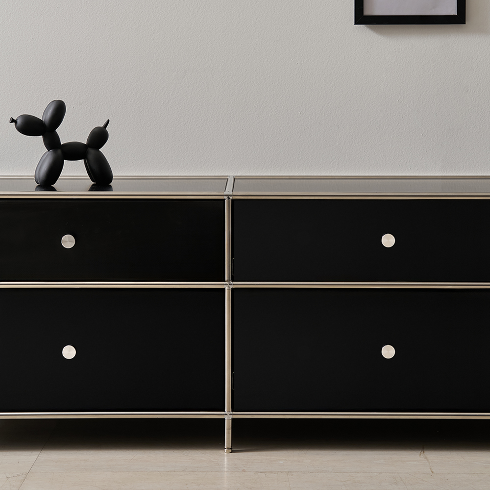 벨리에 미드센츄리거실장 모듈거실장 1200x400x485mm, 블랙(누아르)