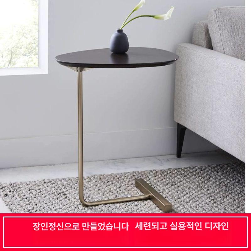 사이드테이블 타원 원목 인테리어 오목 작은 간이 협탁 보조 베드 스타일 B 내추럴 우드 - 상세 이미지 2