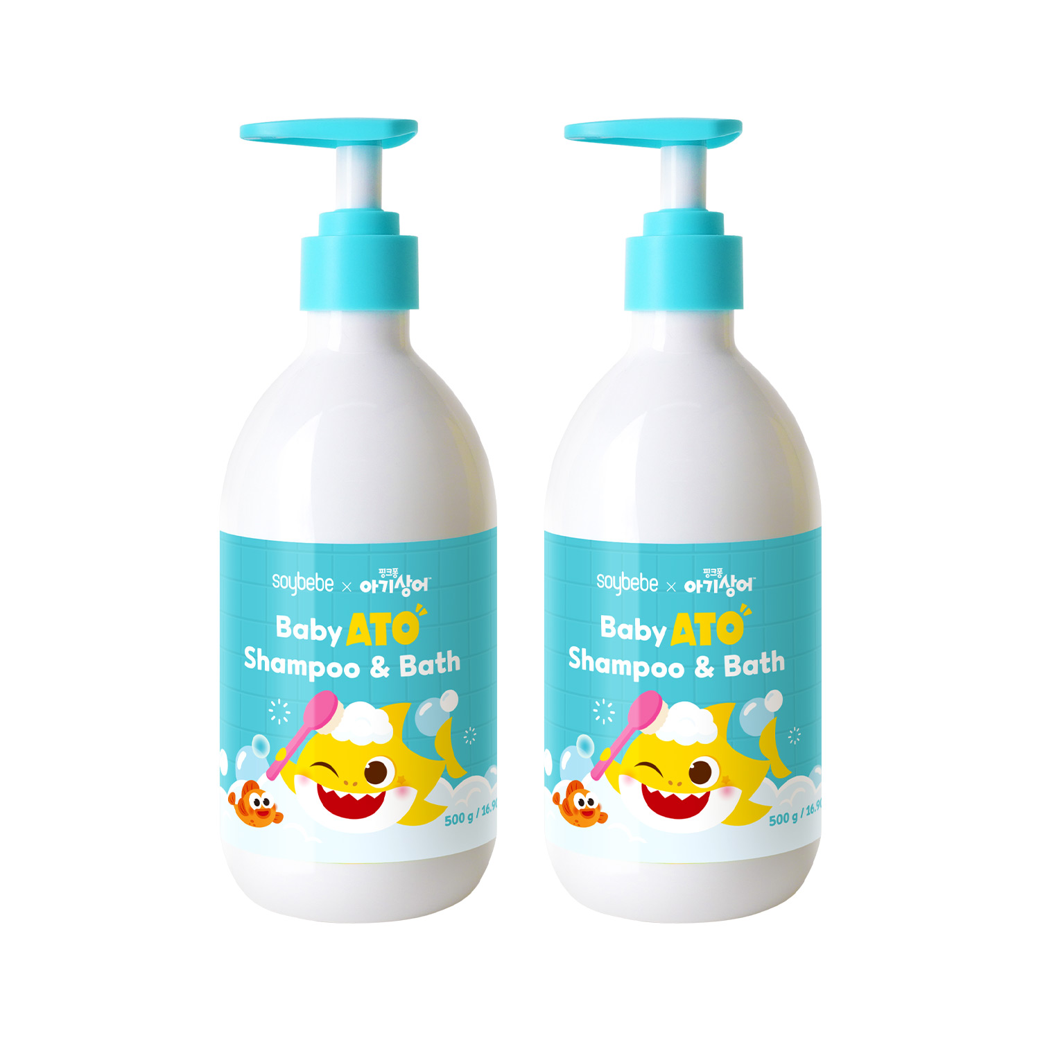 [1+1] 소이베베X핑크퐁 아기상어 베이비 아토 샴푸&바스 500g 2개 - 상품 이미지